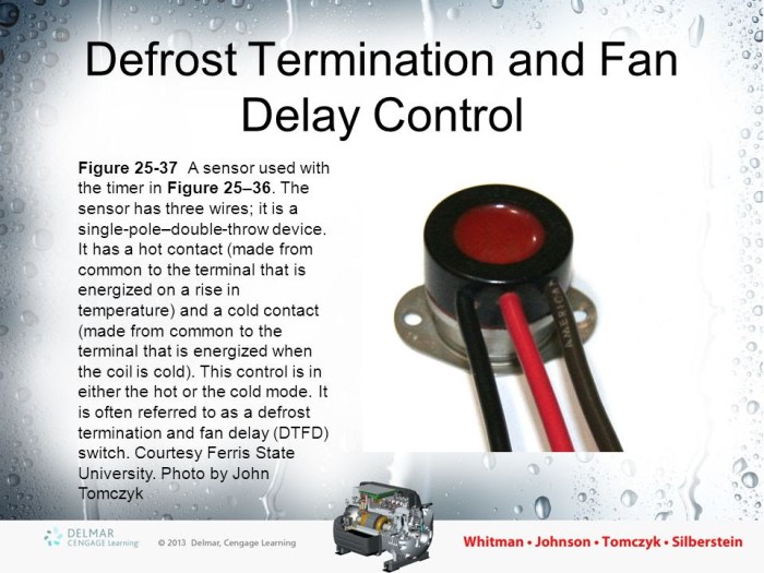 Fan defrost termination delay control switch