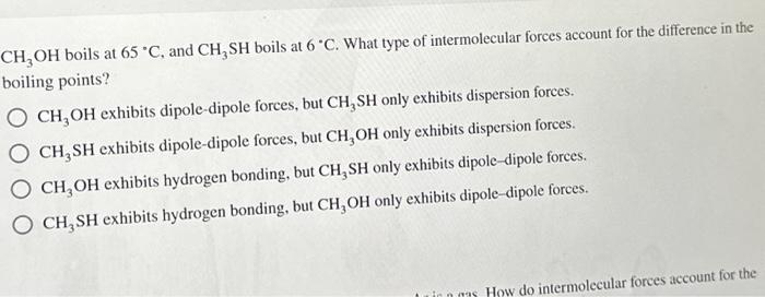Ch3oh boils at 65 degrees celsius