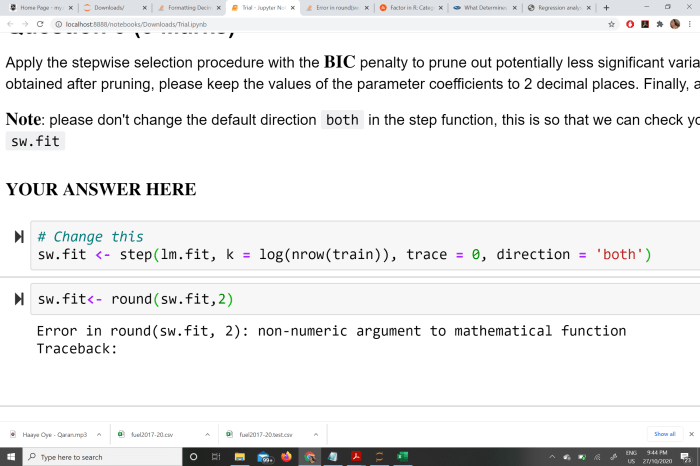 Non-numeric argument to mathematical function